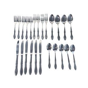Continental CSS13 Stainless Steel Flatware Set 24 Pieces Silver Finish Classic